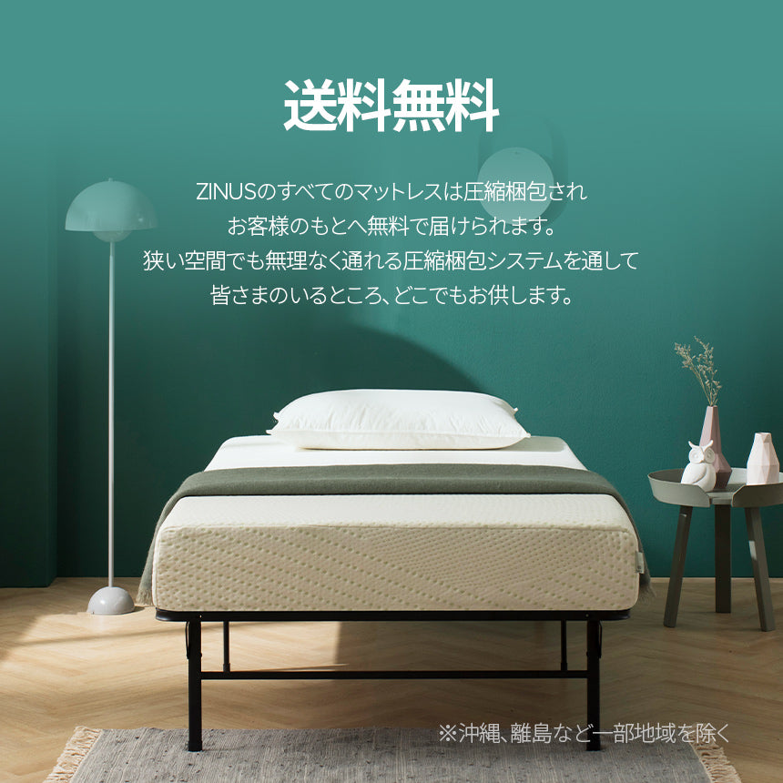 【アウトレット】【外装不良】ZINUS ウレタンフォーム マットレス Classic 低反発 緑茶 20.3cm ホワイト