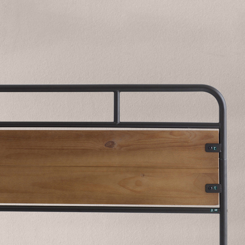 【良品アウトレット】【旧規格】Santa Fe ベッドフレーム スチール&ウッド ヘッドボード付 30cm ブラック