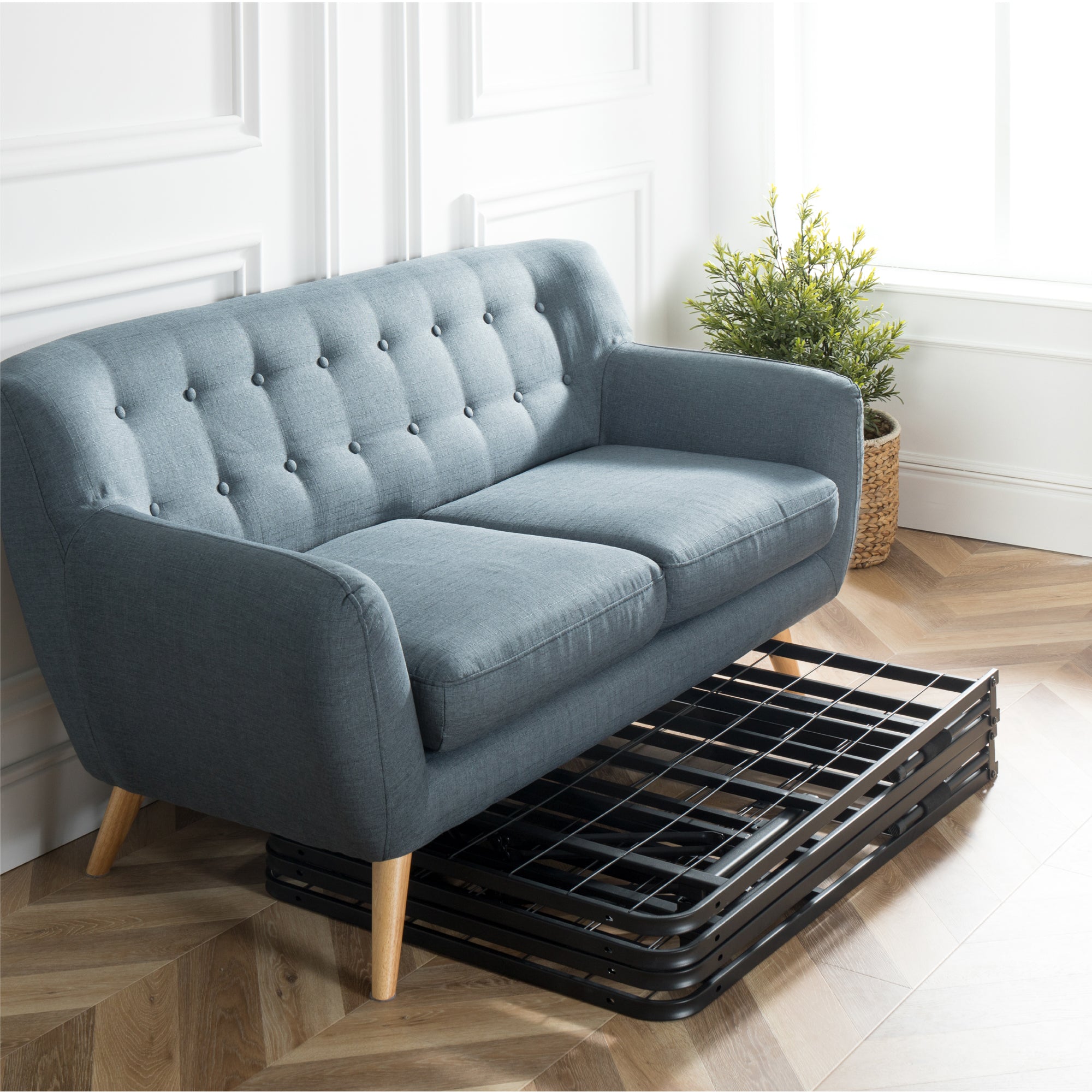 SmartBase ベッドフレーム スチールすのこ 折りたたみ スチールパイプヘッドなし 36cm ブラック ホワイト