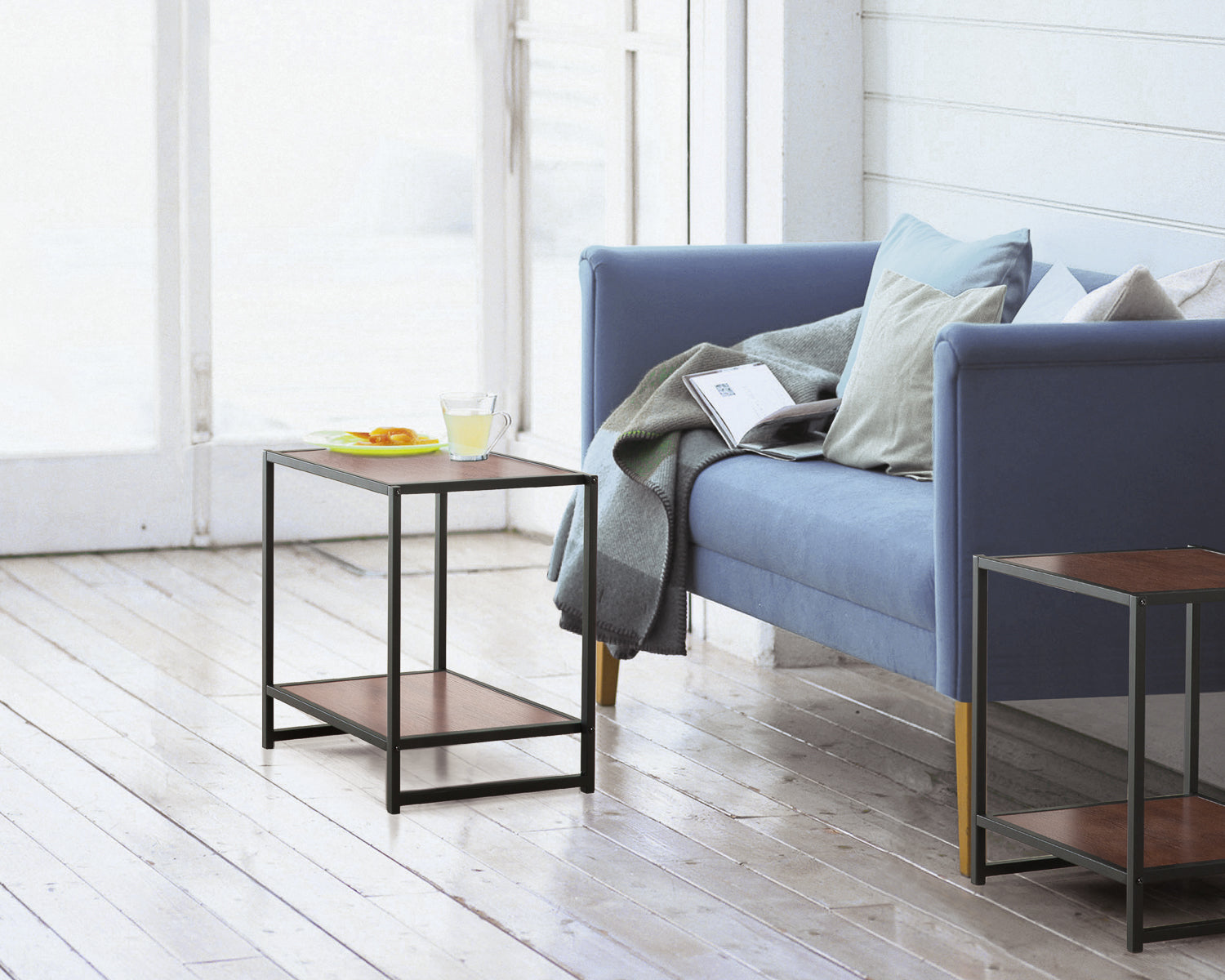 Modern Studio Collection ナイトテーブル ベッドサイドテーブル 50.8cm ブラウン ブラック ウッド