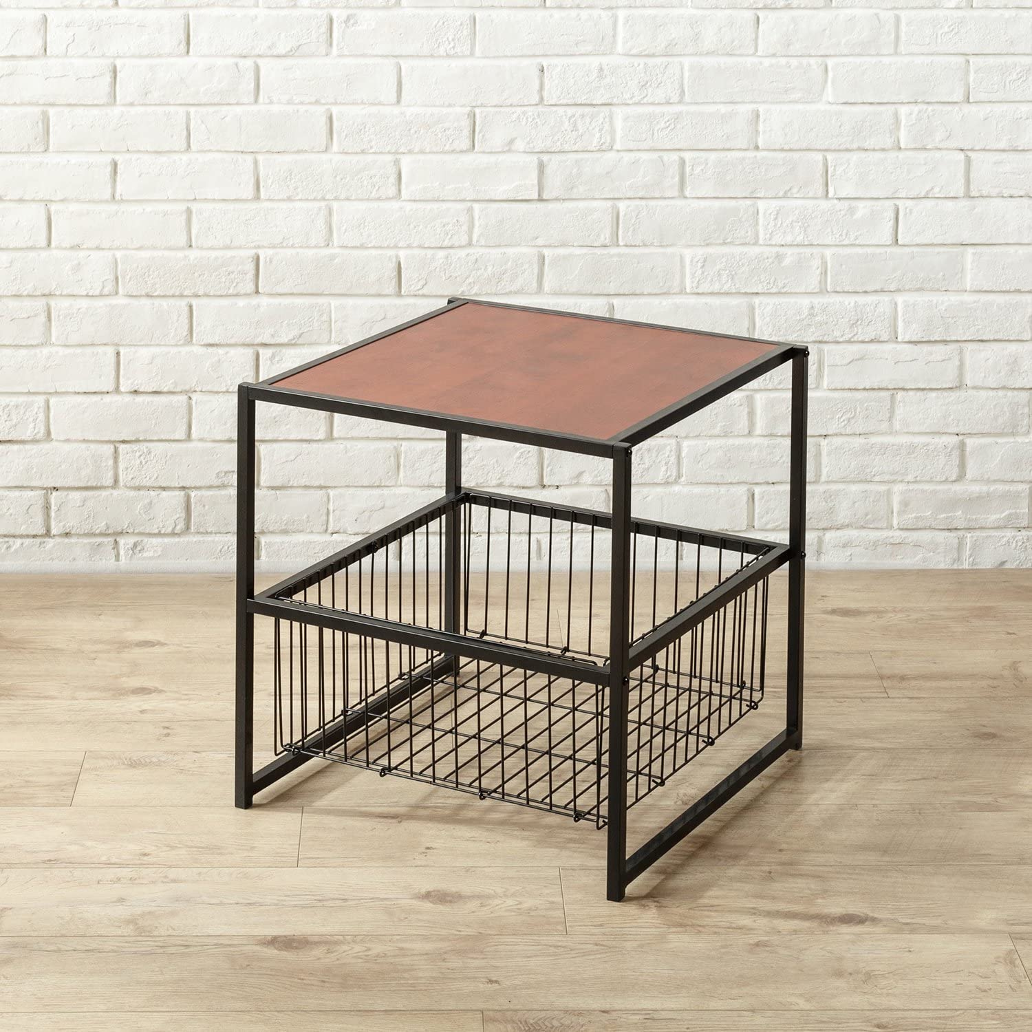 Modern Studio Collection ナイトテーブル ベッドサイドテーブル 収納付き 50.8cm ブラウン ウッド