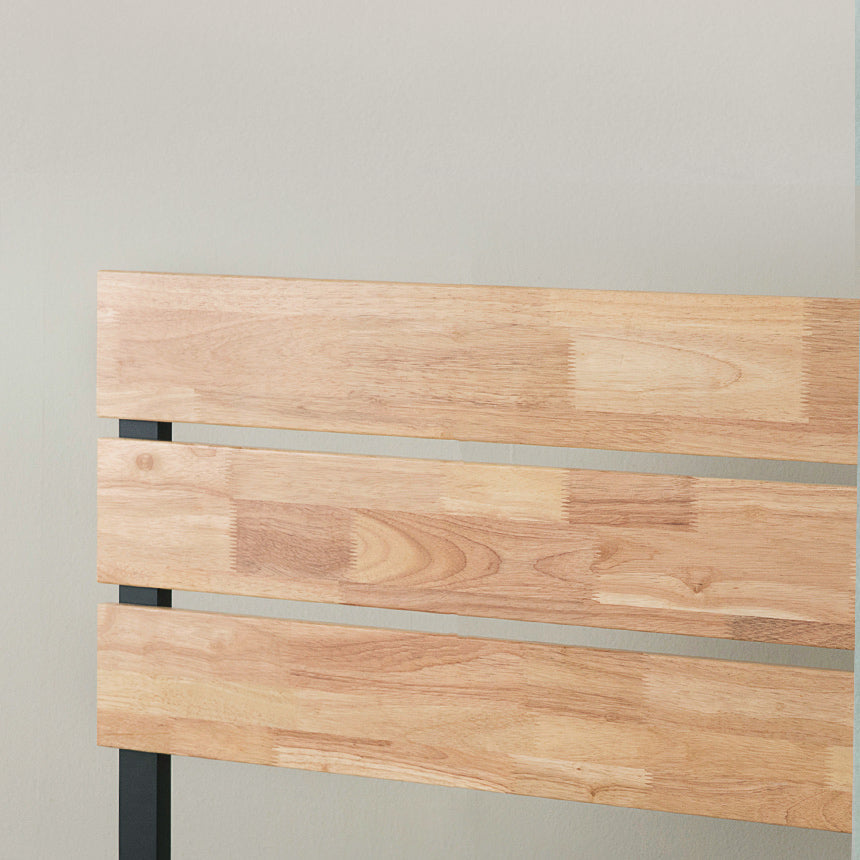 Sonoma ベッドフレーム スチール&ウッド ヘッドボード付 36cm ブラック 木目