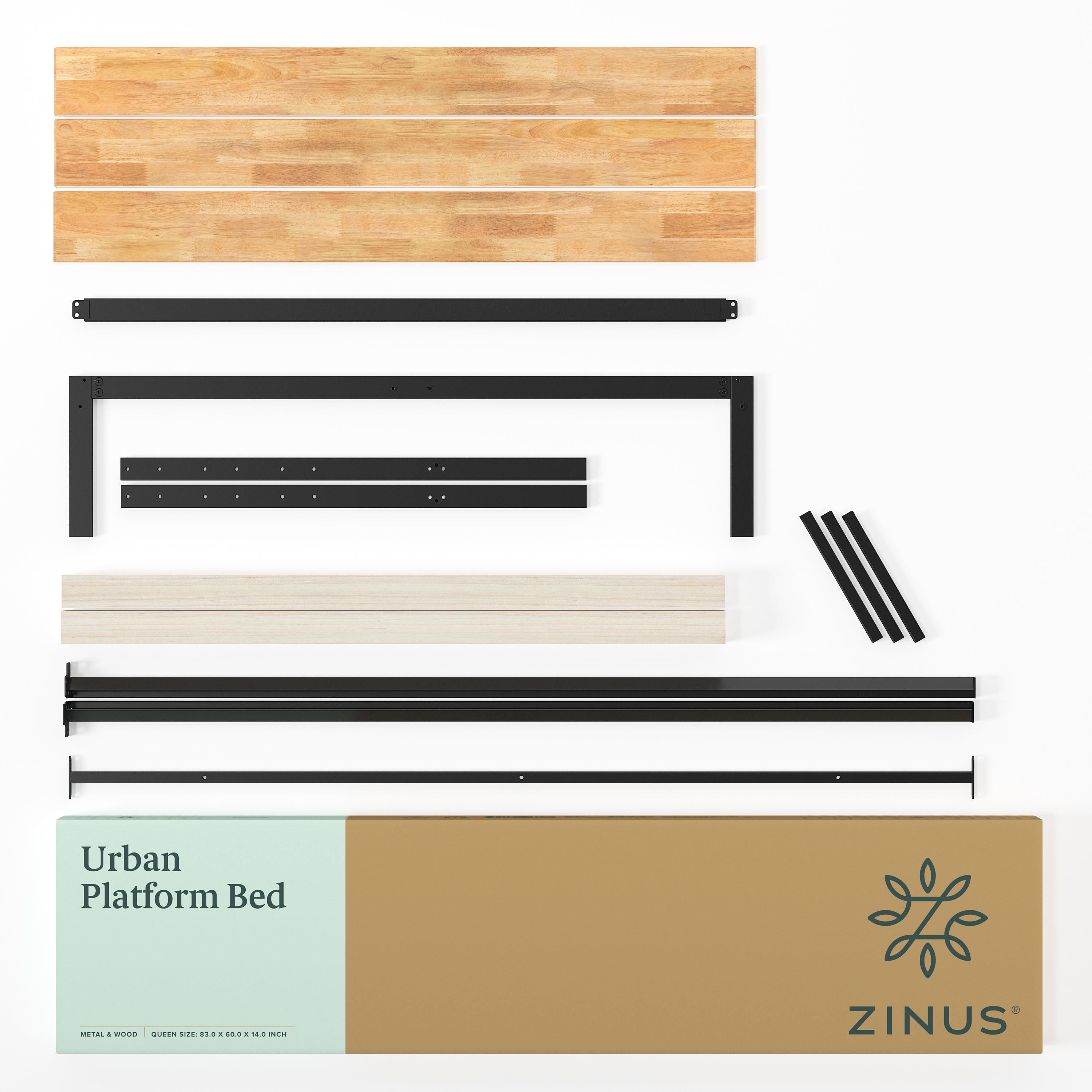 Sonoma ベッドフレーム スチール&ウッド ヘッドボード付 36cm ブラック 木目