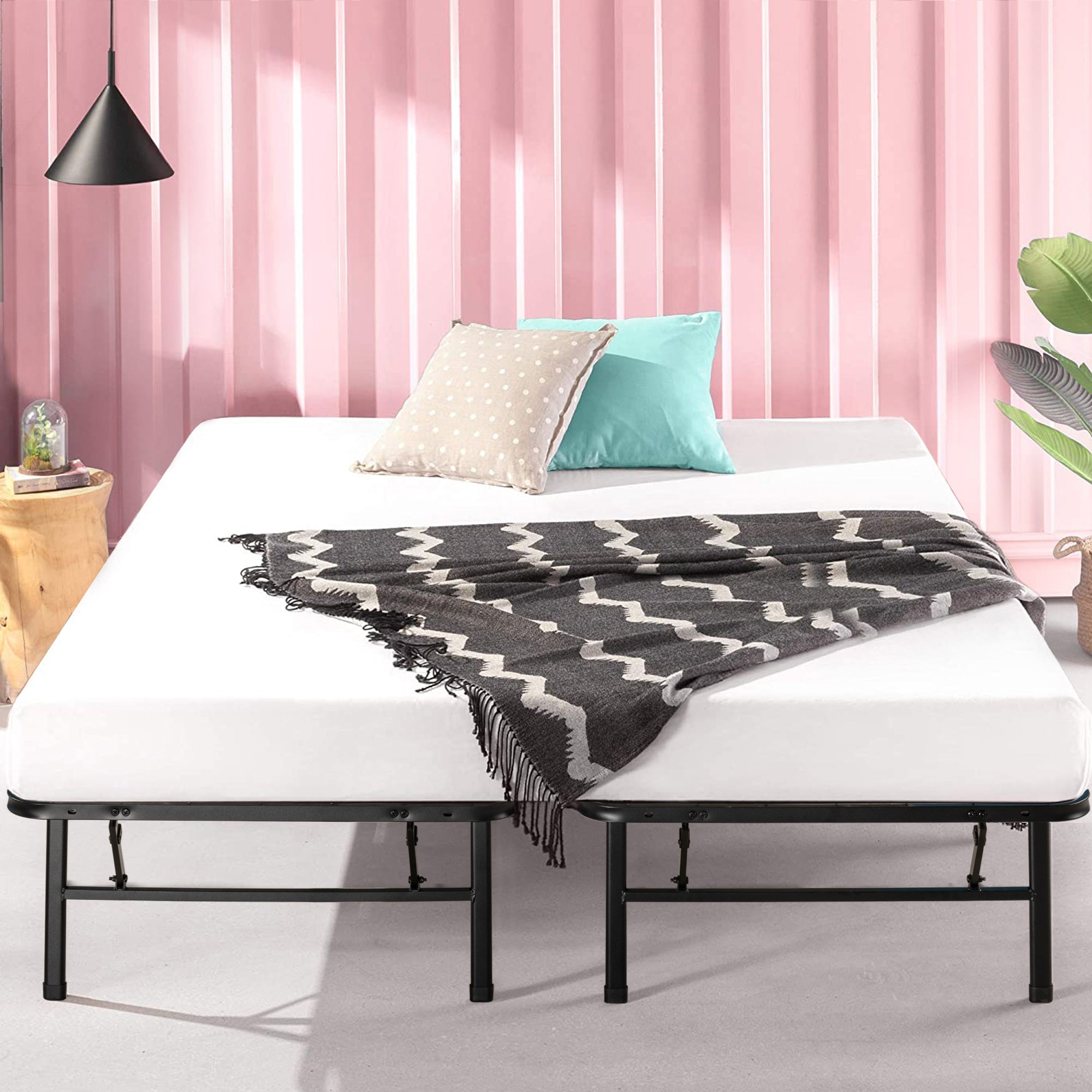 SmartBase ベッドフレーム スチールすのこ 折りたたみ スチールパイプヘッドなし 36cm ブラック ホワイト