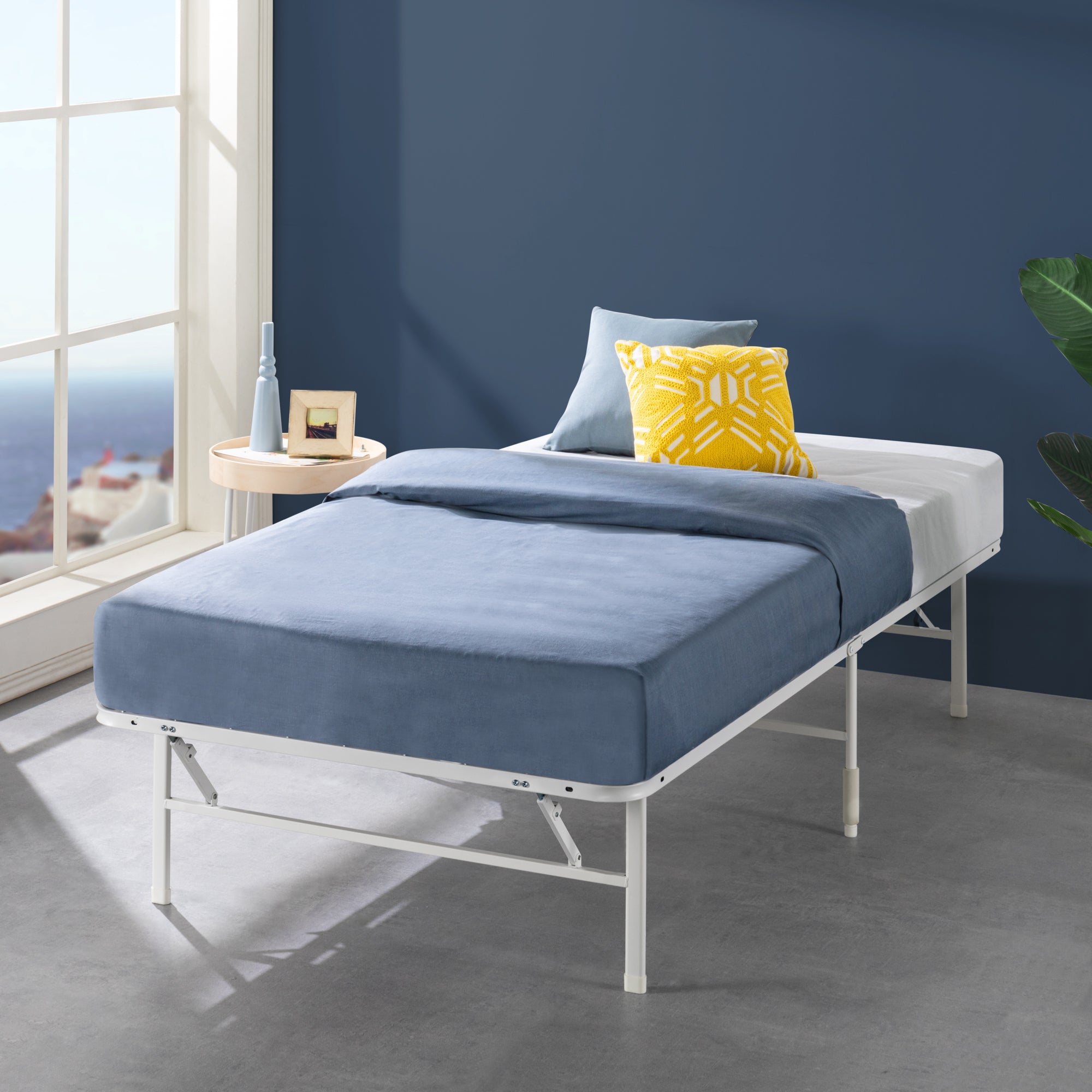 SmartBase ベッドフレーム スチールすのこ 折りたたみ スチールパイプヘッドなし 36cm ブラック ホワイト