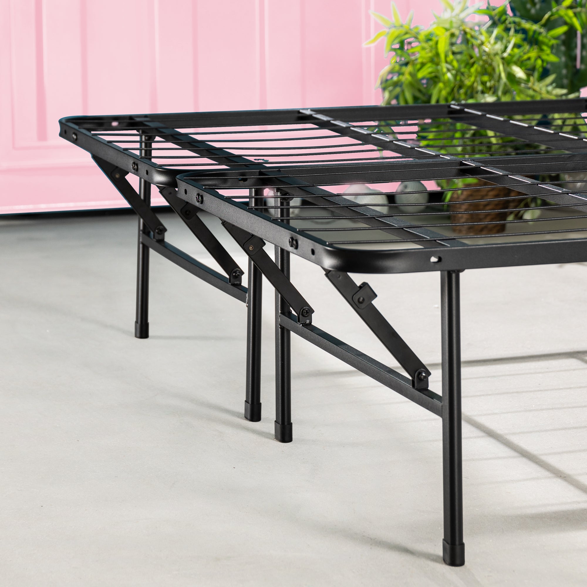 SmartBase ベッドフレーム スチールすのこ 折りたたみ スチールパイプヘッドなし 36cm ブラック ホワイト