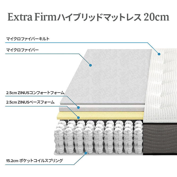 Extra Firm ハイブリッドマットレス 20cm ホワイト | 【公式】ZINUS