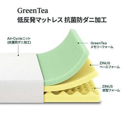 GreenTea  低反発マットレス 抗菌 防ダニ加工 ウレタンフォーム 緑茶 15cm 20cm ホワイト ブラック