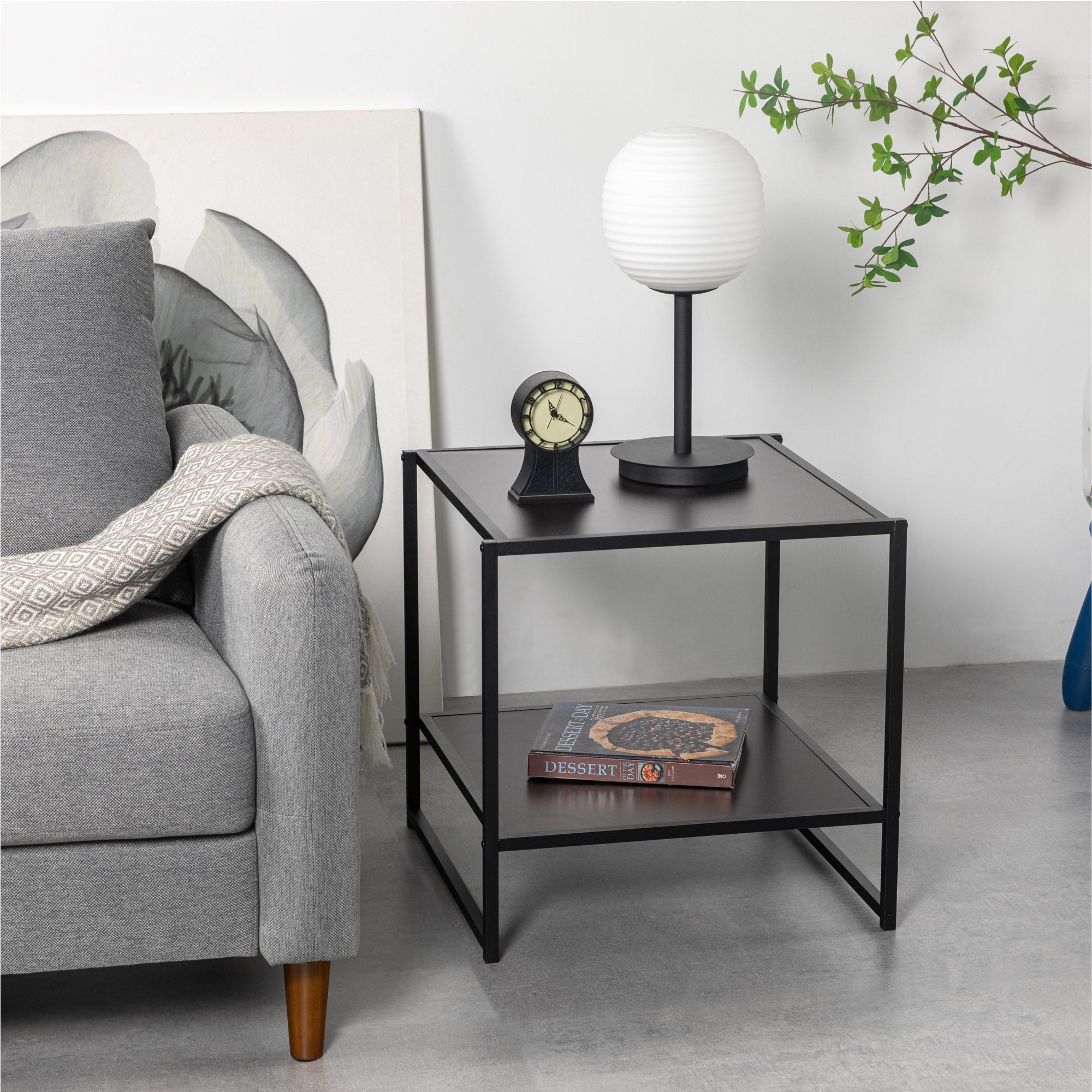 【アウトレット】Modern Studio Collection ナイトテーブル  ベッドサイドテーブル 50.8cm ブラウン ブラック ウッド