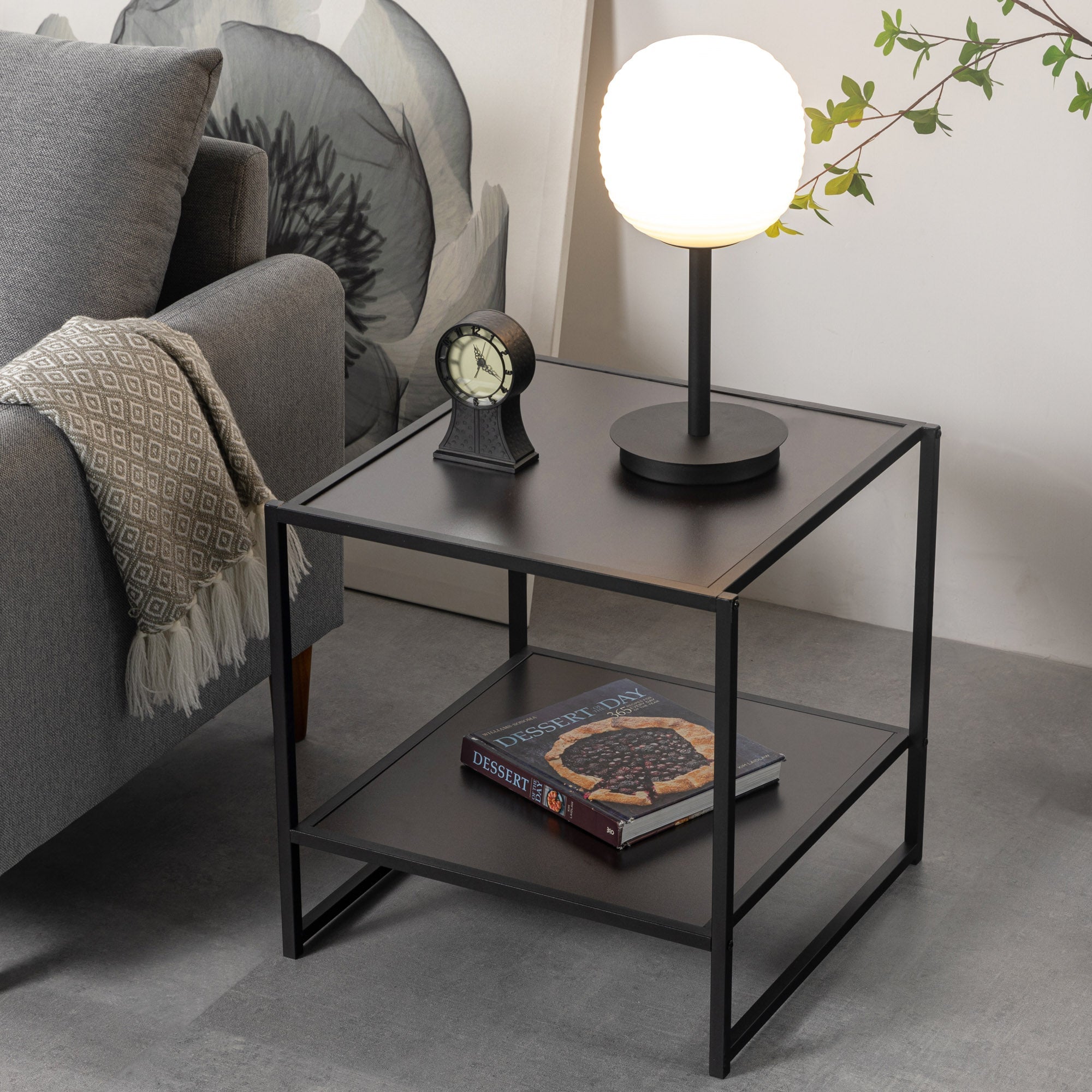 【アウトレット】Modern Studio Collection ナイトテーブル  ベッドサイドテーブル 50.8cm ブラウン ブラック ウッド