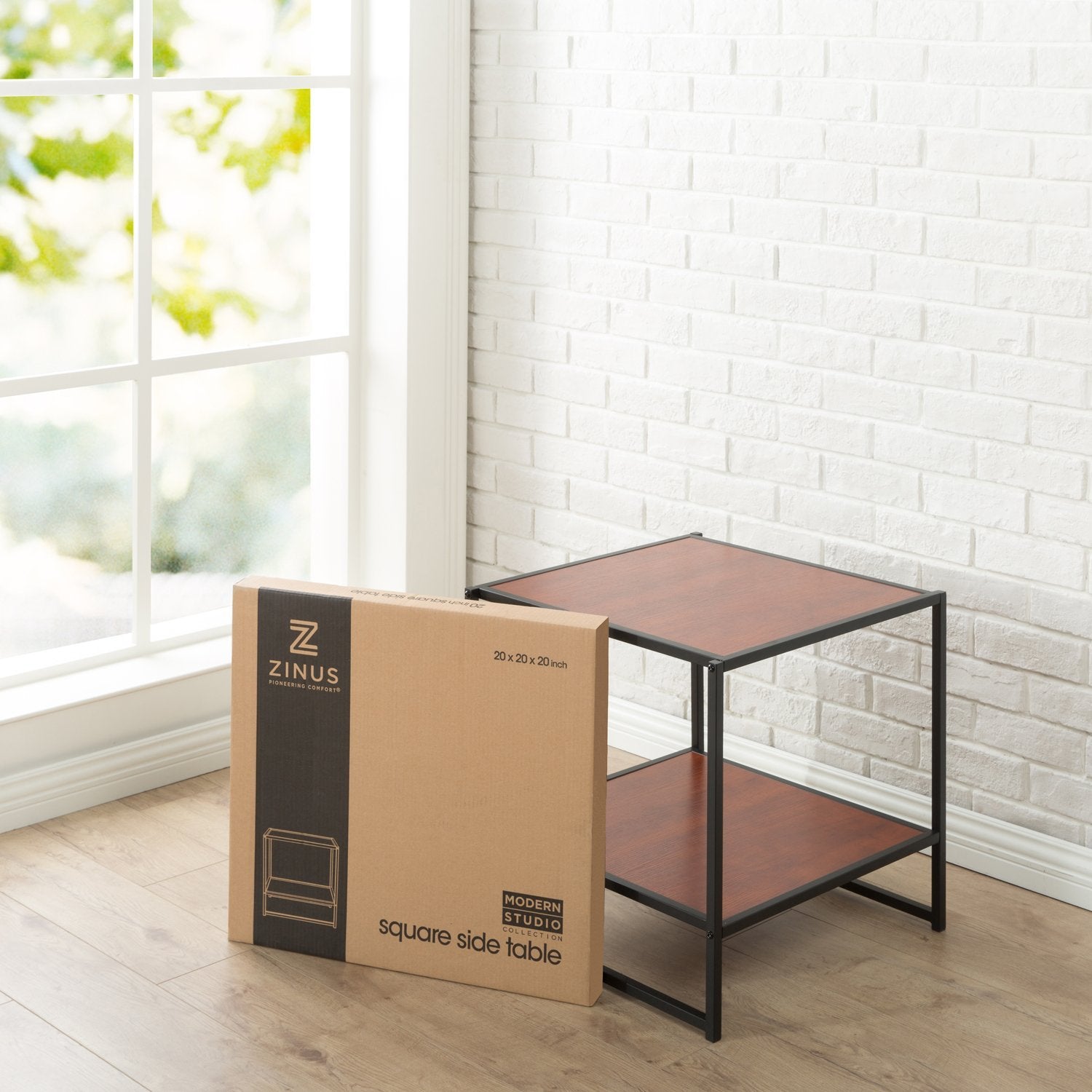 【アウトレット】Modern Studio Collection ナイトテーブル  ベッドサイドテーブル 50.8cm ブラウン ブラック ウッド
