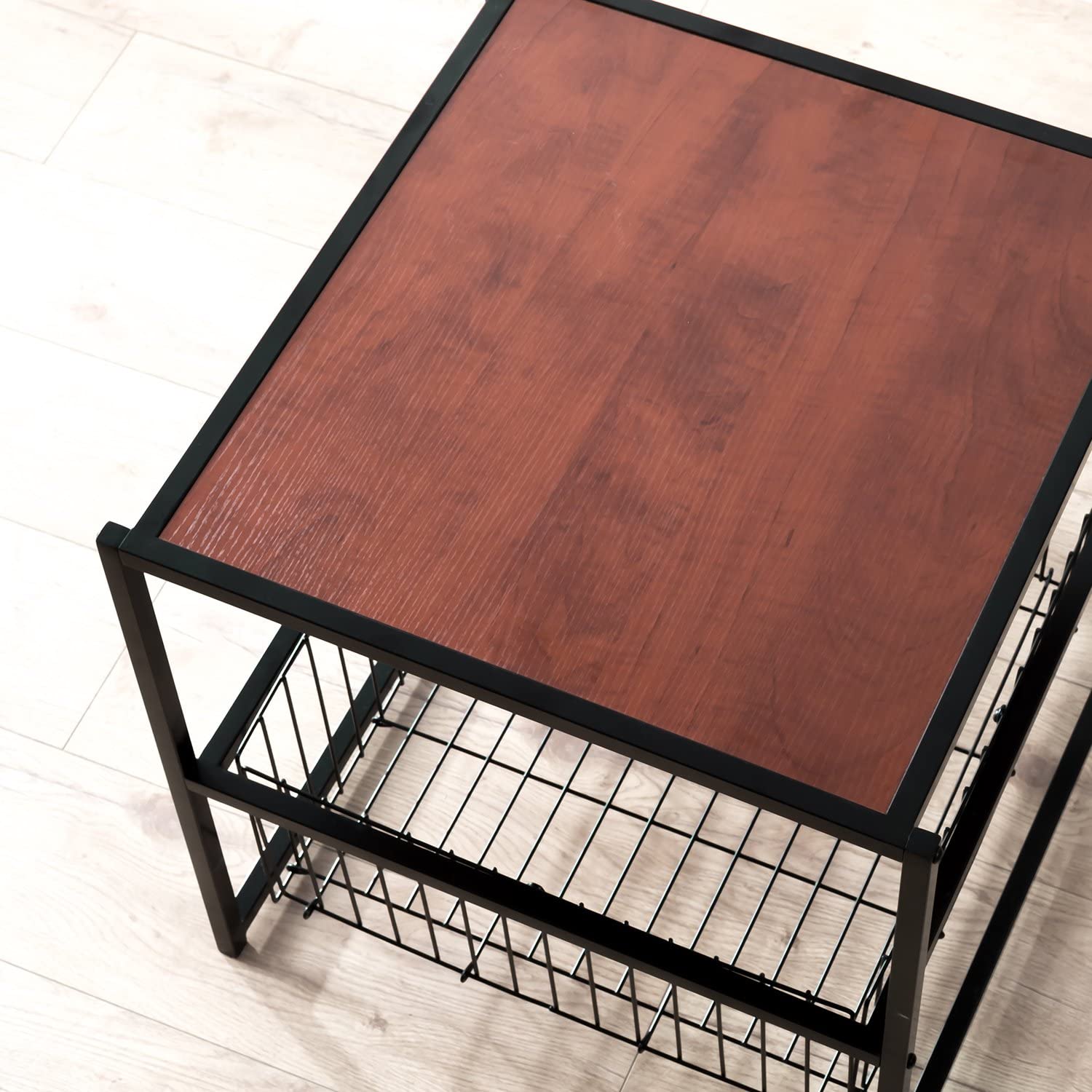 Modern Studio Collection ナイトテーブル ベッドサイドテーブル 収納付き 50.8cm ブラウン ウッド